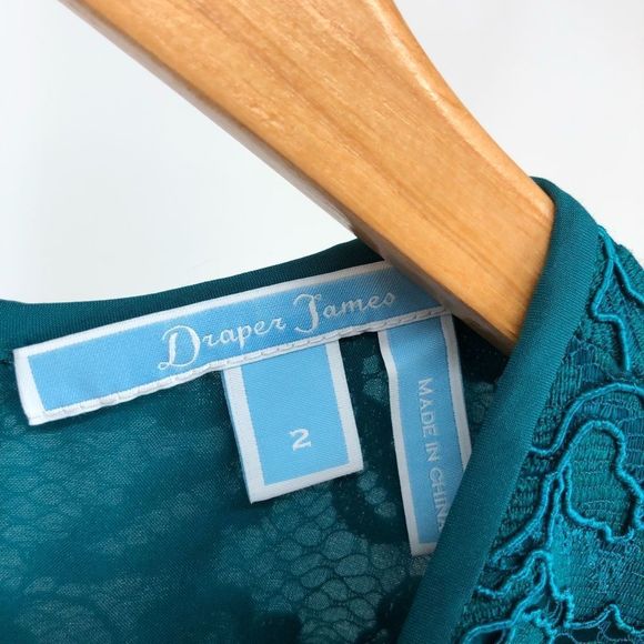 Draper James Lace Bell-Sleeve Cocktail Dress in Deep Teal Lace size 2 - Picture 10 of 13